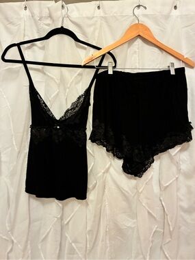 Adore Me Black Lace Cami & Shorts Sleep Set